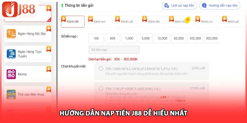 Hướng dẫn nạp tiền J88 dễ hiểu nhất